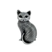 Cute Classic Style Guitar Teeth Cat Alloy Enamel Inlay Rhinestones Unisex Corsage Brooches Collar Pin sku image 3