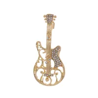 Cute Classic Style Guitar Teeth Cat Alloy Enamel Inlay Rhinestones Unisex Corsage Brooches Collar Pin sku image 6