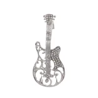 Cute Classic Style Guitar Teeth Cat Alloy Enamel Inlay Rhinestones Unisex Corsage Brooches Collar Pin sku image 7