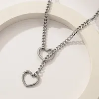 304 Stainless Steel Simple Style Hollow Out Heart Shape Pendant Necklace main image 1