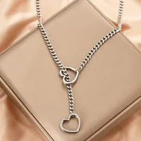 304 Stainless Steel Simple Style Hollow Out Heart Shape Pendant Necklace main image 2