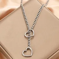 304 Stainless Steel Simple Style Hollow Out Heart Shape Pendant Necklace main image 3