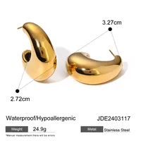 1 Pair IG Style Simple Style C Shape 316 Stainless Steel  18K Gold Plated Ear Studs main image 7