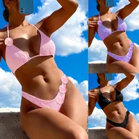 Women's Solid Color Flower 2 Pieces Set Bikinis Swimwear main image 1