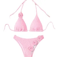 Women's Solid Color Flower 2 Pieces Set Bikinis Swimwear main image 2