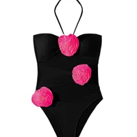 Women's Sexy Solid Color Flower 1 Piece One Piece Swimwear main image 2