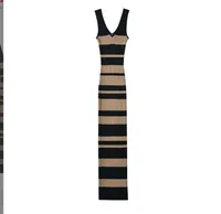 Women's Sheath Dress Tank Dress Simple Style V Neck Contrast Binding Sleeveless Stripe Midi Dress Holiday Date sku image 3