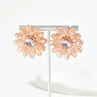 1 Pair Casual Simple Style Flower Alloy Glass Drop Earrings Ear Studs main image 7