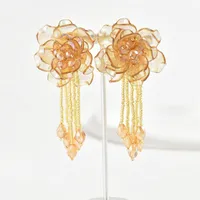 1 Pair Casual Simple Style Flower Alloy Glass Drop Earrings Ear Studs main image 5