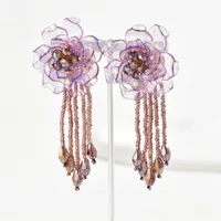 1 Pair Casual Simple Style Flower Alloy Glass Drop Earrings Ear Studs main image 3