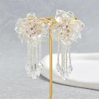 1 Pair Casual Simple Style Flower Alloy Glass Drop Earrings Ear Studs main image 2