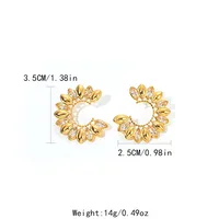 1 Pair Elegant Shiny C Shape Water Droplets Plating Inlay 304 Stainless Steel Zircon 14K Gold Plated Ear Studs main image 6