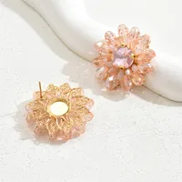 1 Pair Casual Simple Style Flower Alloy Glass Drop Earrings Ear Studs sku image 2