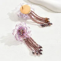 1 Pair Casual Simple Style Flower Alloy Glass Drop Earrings Ear Studs sku image 6