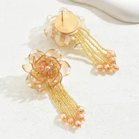 1 Pair Casual Simple Style Flower Alloy Glass Drop Earrings Ear Studs sku image 7