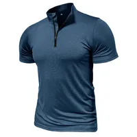 Men's Solid Color Simple Style Standing Collar Short Sleeve Regular Fit Men's T-shirt main image 4