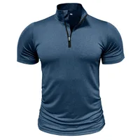 Men's Solid Color Simple Style Standing Collar Short Sleeve Regular Fit Men's T-shirt main image 2