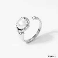 304 Stainless Steel 16K Gold Plated White Gold Plated Gold Plated Casual Plating Inlay Round Artificial Pearls Rings sku image 4