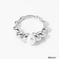 304 Stainless Steel 16K Gold Plated White Gold Plated Gold Plated Casual Plating Inlay Round Artificial Pearls Rings sku image 9