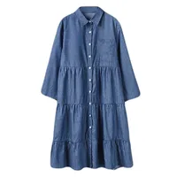 Women's Swing Dress Simple Style Turndown Printing Long Sleeve Solid Color Knee-Length Casual Daily Date main image 4
