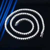 925 Sterling Silver Moissanite GRA Certificate Inlay Geometric Necklace main image 1
