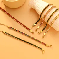 Simple Style Classic Style Color Block 304 Stainless Steel 18K Gold Plated Zircon Bracelets In Bulk main image 1