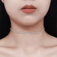 0.3ct VVS1-VVS2 Round Brilliant 925 Sterling Silver Moissanite Zircon Inlay Geometric GRA Choker main image 1