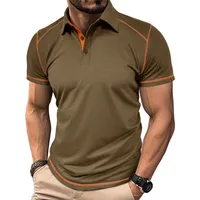 Men's Color Block Casual Turndown Short Sleeve Slim Men's T-shirt main image 5