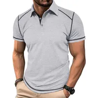Men's Color Block Casual Turndown Short Sleeve Slim Men's T-shirt main image 4