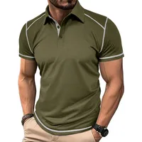 Men's Color Block Casual Turndown Short Sleeve Slim Men's T-shirt main image 2