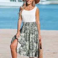 Women's Regular Dress Casual Round Neck Sleeveless Printing Midi Dress Holiday Daily main image 1