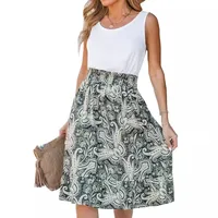 Women's Regular Dress Casual Round Neck Sleeveless Printing Midi Dress Holiday Daily main image 3