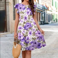 Women's Regular Dress Casual Round Neck Printing Short Sleeve Flower Knee-Length Holiday Daily main image 2