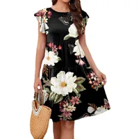 Women's Regular Dress Casual Round Neck Printing Short Sleeve Flower Knee-Length Holiday Daily main image 4