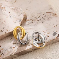 1 Pair Simple Style Oval 304 Stainless Steel Drop Earrings main image 4