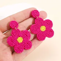 1 Pair Simple Style Flower Patchwork Seed Bead Drop Earrings main image 1