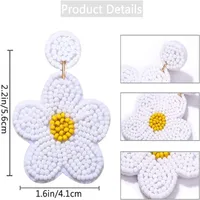 1 Pair Simple Style Flower Patchwork Seed Bead Drop Earrings main image 3