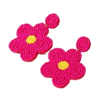1 Pair Simple Style Flower Patchwork Seed Bead Drop Earrings main image 4