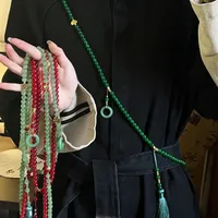 Casual Simple Style Circle Tassel Glass Wholesale Sweater Chain Long Necklace main image 1