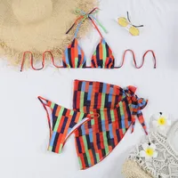 Women's Multicolor 3 Pieces Set Bikinis Swimwear sku image 15