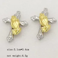 IG Style Retro Cross Hand Alloy Iron Polishing White Gold Plated Bag Pendant Keychain main image 4