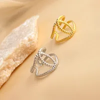 Wholesale Jewelry Simple Style Solid Color 304 Stainless Steel 18K Gold Plated Open Rings main image 6