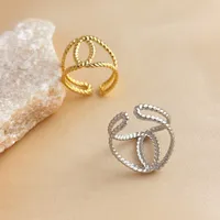 Wholesale Jewelry Simple Style Solid Color 304 Stainless Steel 18K Gold Plated Open Rings main image 1