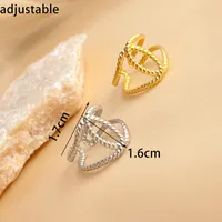 Wholesale Jewelry Simple Style Solid Color 304 Stainless Steel 18K Gold Plated Open Rings main image 7