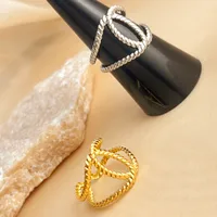 Wholesale Jewelry Simple Style Solid Color 304 Stainless Steel 18K Gold Plated Open Rings main image 5