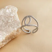 Wholesale Jewelry Simple Style Solid Color 304 Stainless Steel 18K Gold Plated Open Rings main image 3
