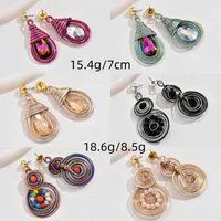1 Pair Vintage Style Simple Style Round Water Droplets Beaded Inlay Plastic Glass Glass Drop Earrings main image 9