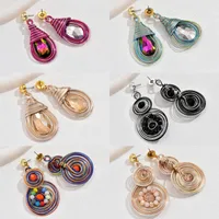 1 Pair Vintage Style Simple Style Round Water Droplets Beaded Inlay Plastic Glass Glass Drop Earrings main image 1