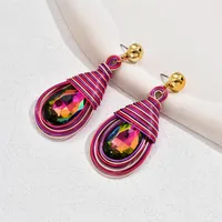 1 Pair Vintage Style Simple Style Round Water Droplets Beaded Inlay Plastic Glass Glass Drop Earrings sku image 2