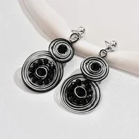 1 Pair Vintage Style Simple Style Round Water Droplets Beaded Inlay Plastic Glass Glass Drop Earrings sku image 6